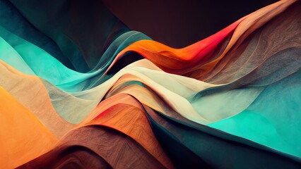 Fotobehang Interieurtrends Abstracte vormen teal en oranje kleurcontrast  © Fortis Design