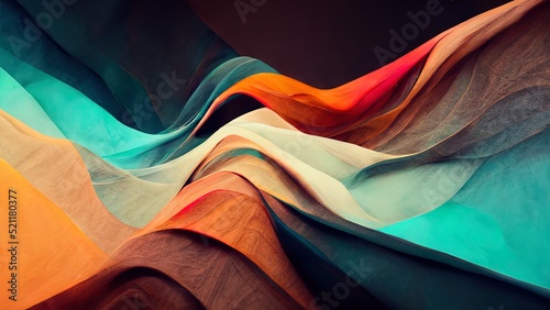 4K Abstract wallpaper colorful design, shapes and textures, colored background, teal and orange colores. photo