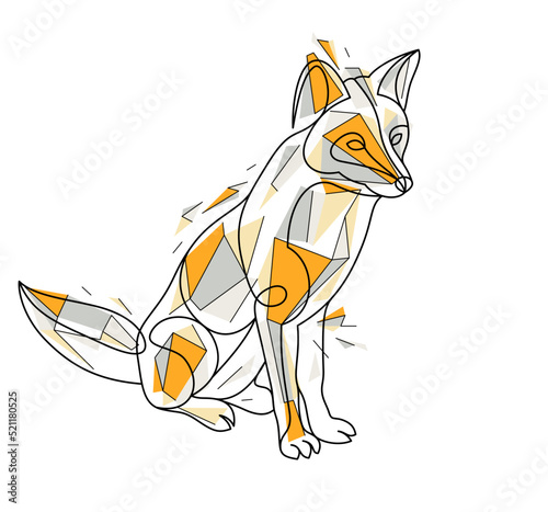 Red fox low poly vector illustration isolated, cute wild animal wildlife adorable canine, artistic drawing.
