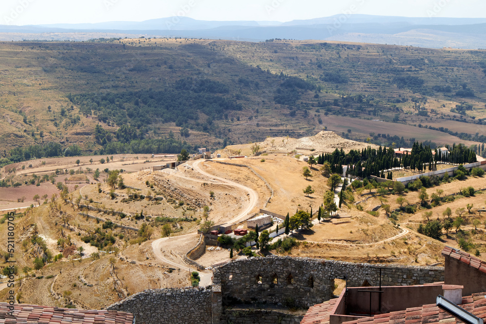 Panoramic view of the inland region of Castellon from Morella, Spain
