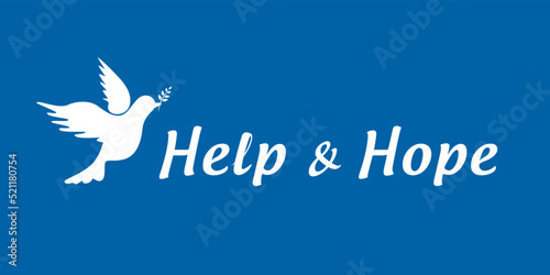 help and hope typography peace dove blue background