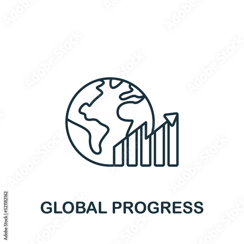 Global Progress icon. Monochrome simple Business Training icon for templates, web design and infographics
