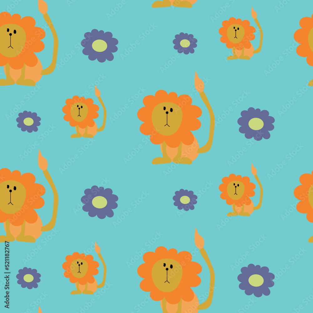 Fototapeta premium vector seamless pattern with fantastic lions