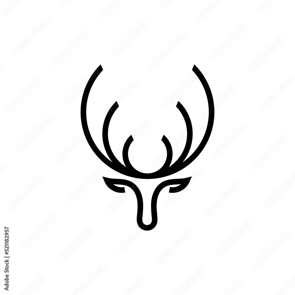 Oval Logo Design Made of Deer Head and Antlers