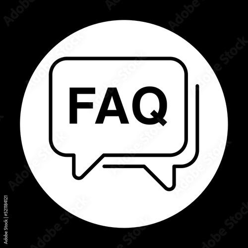 FAQ Vector Icon. FAQ illustration vector isolated in black and white background. Frequently asked question vector logo. Best used for mobile applications and web design.