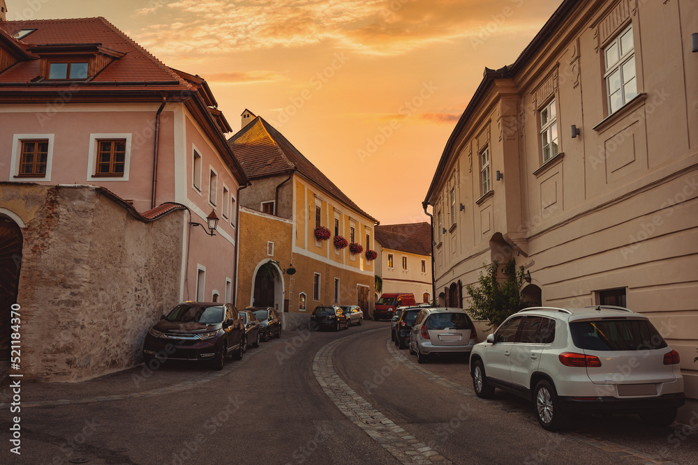 Street in Weissenkirchen in der Wachau - in Danube valley. Wachau. Lower Austria