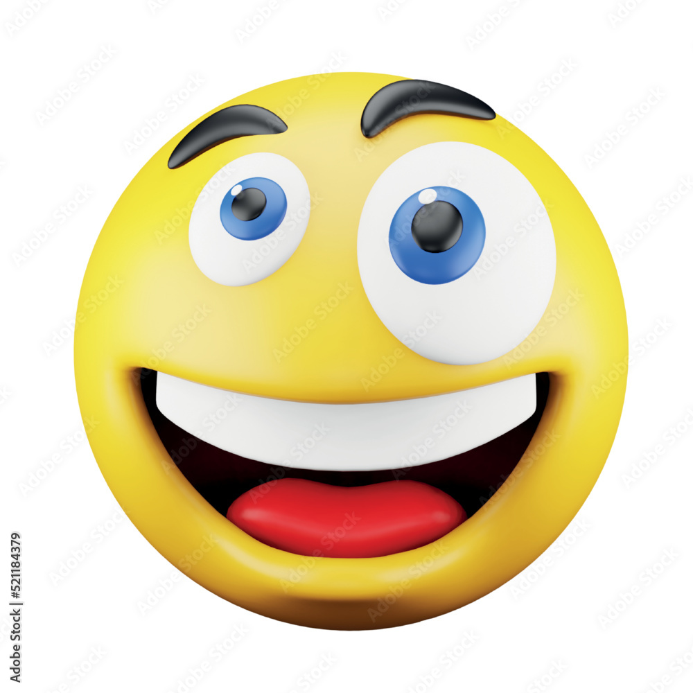 Fototapeta premium Laugh emoji face 3d rendering isometric icon.