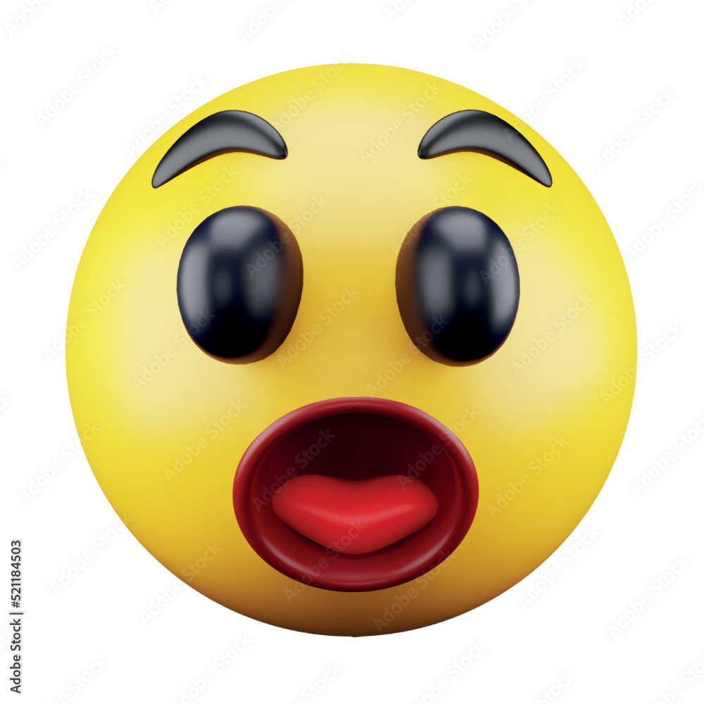 Fototapeta premium Astonished emoji face 3d rendering isometric icon.