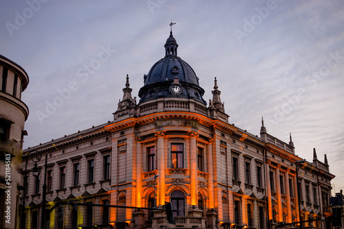 A hotel in the center of Lublin on Litevskiy Square at sunset