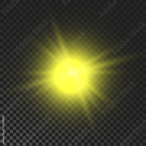 Yellow glowing sparkling star