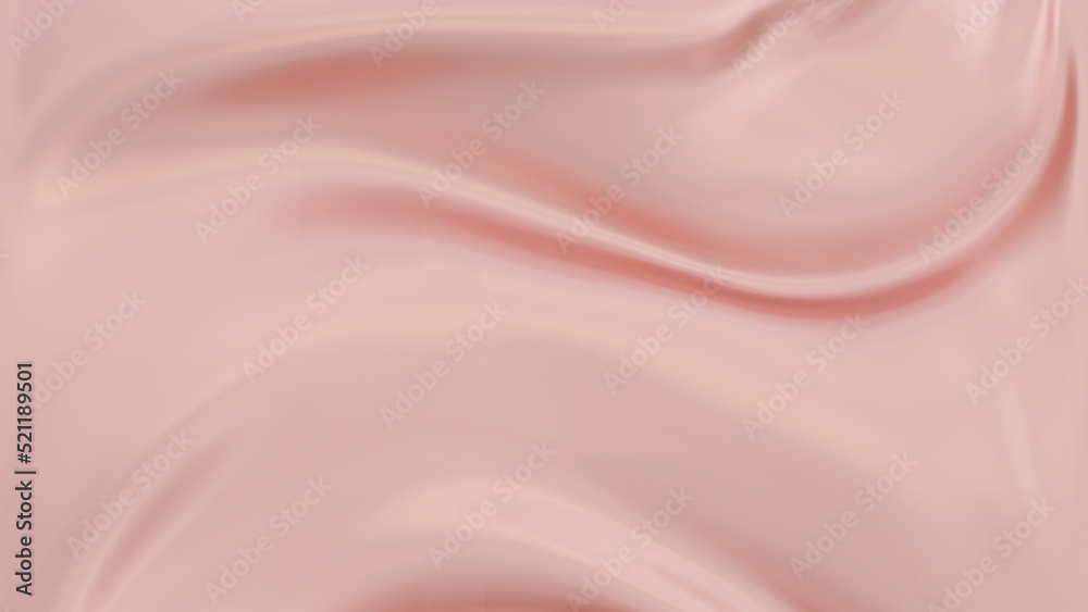 Fototapeta premium Abstract coral background glass wave. Shimmering texture 3d render. Crystalline liquid, glossy glass liquid silk. Plastic design element for banner background, wallpaper