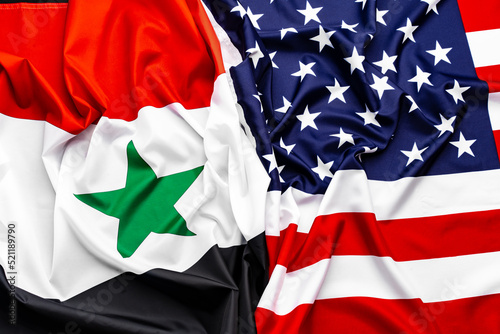 United States of America flag and Syria flag together