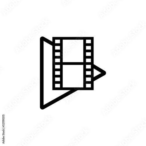 Movie Icon, Video Sign, Film Icon Sign Vector Isolated on White Artboard