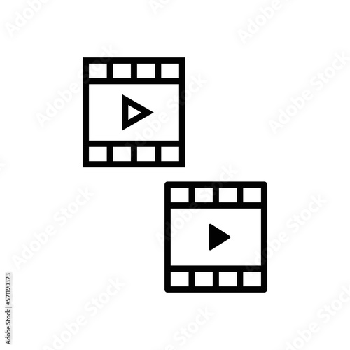Movie Icon, Video Sign, Film Icon Sign Vector Isolated on White Artboard
