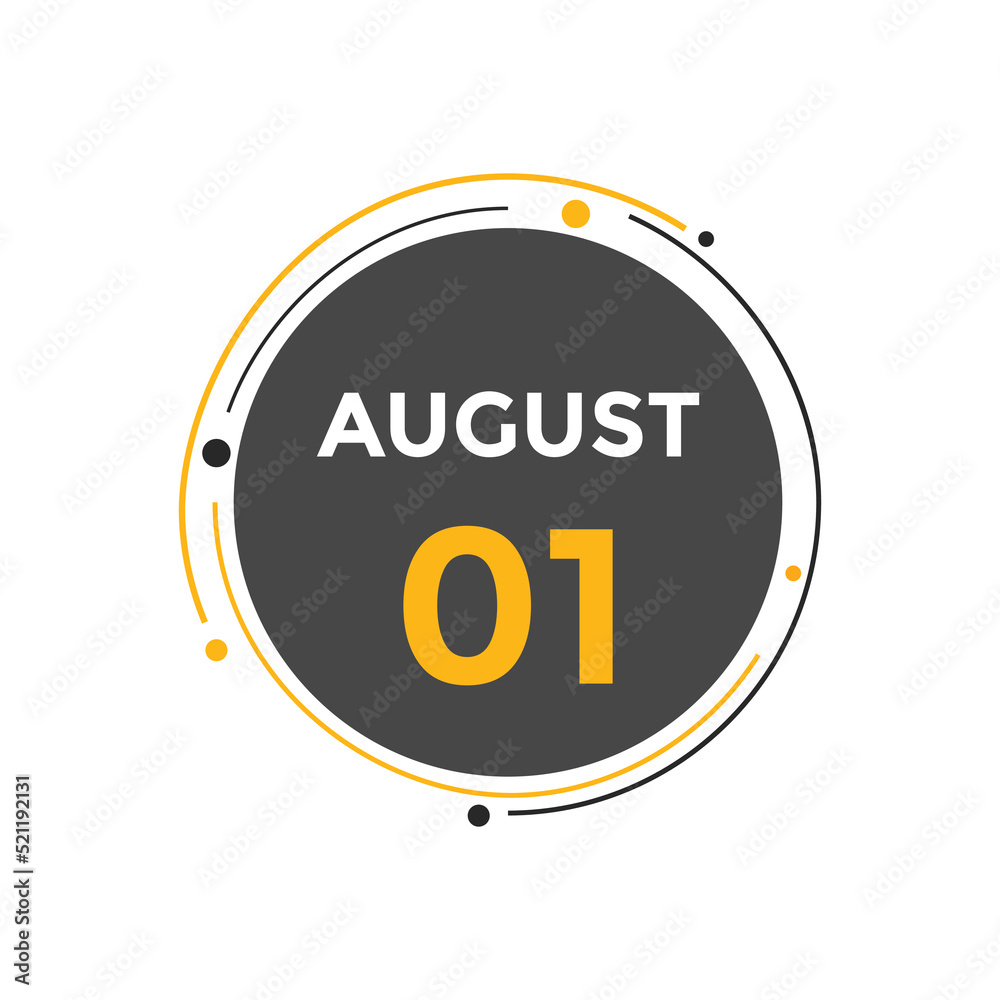 Fototapeta premium august 1 Calendar icon Design. Calendar Date 1st august. Calendar template 