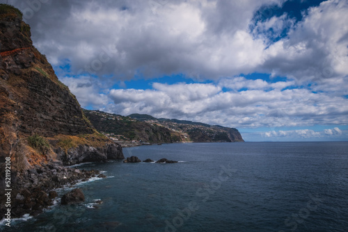 Panoramic view from Ponta do Sol village on Madeira island, Madeira, Portugal. October 2021.
