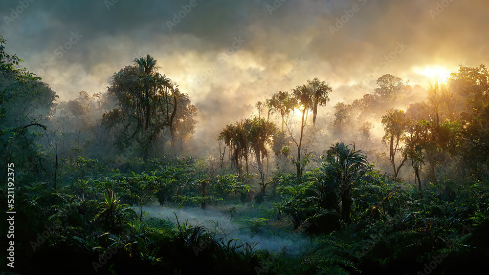 Wildfire in jungle forest with many trees as illustration Wildfire in jungle forest with many trees as illustration