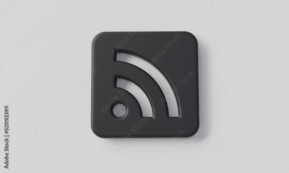 3D render minimal wifi icon black symbol isolated on white background. 3D render minimal wifi icon black symbol isolated on white background.