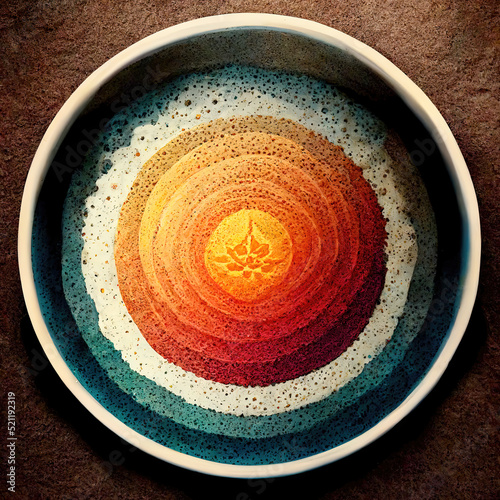 Colorful mandala illustration in coffee cup Fototapet