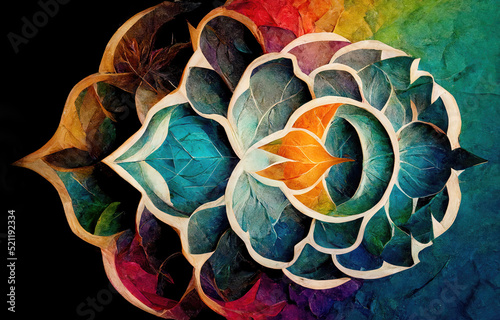 Colorful symmetrical mandala background illustration Fototapet