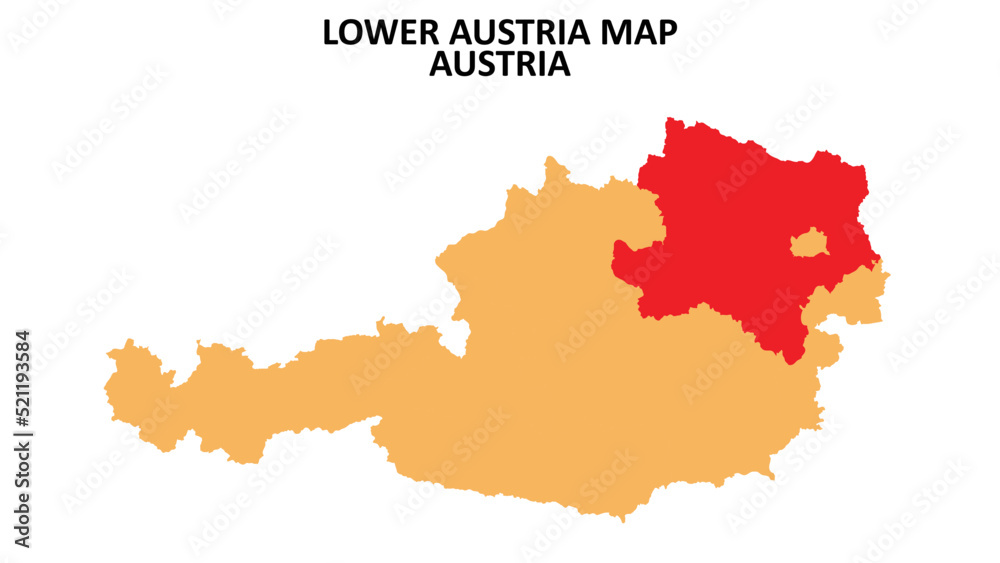 Lower Austria regions map highlighted on Austria map.