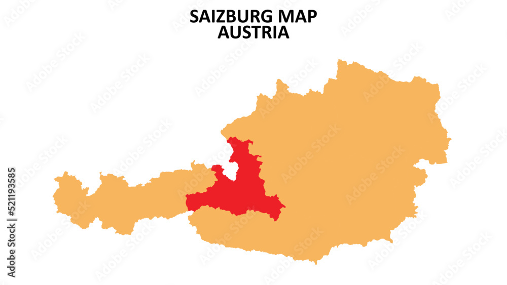 Salzburg regions map highlighted on Austria map.