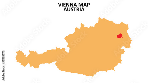 Vienna regions map highlighted on Austria map.