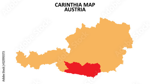 Carinthia regions map highlighted on Austria map.