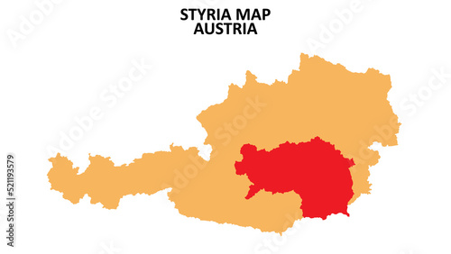 Styria regions map highlighted on Austria map.