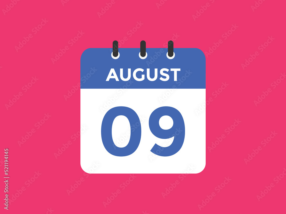 august 9 Calendar icon Design. Calendar Date 9th august. Calendar template
august 9 Calendar icon Design. Calendar Date 9th august. Calendar template