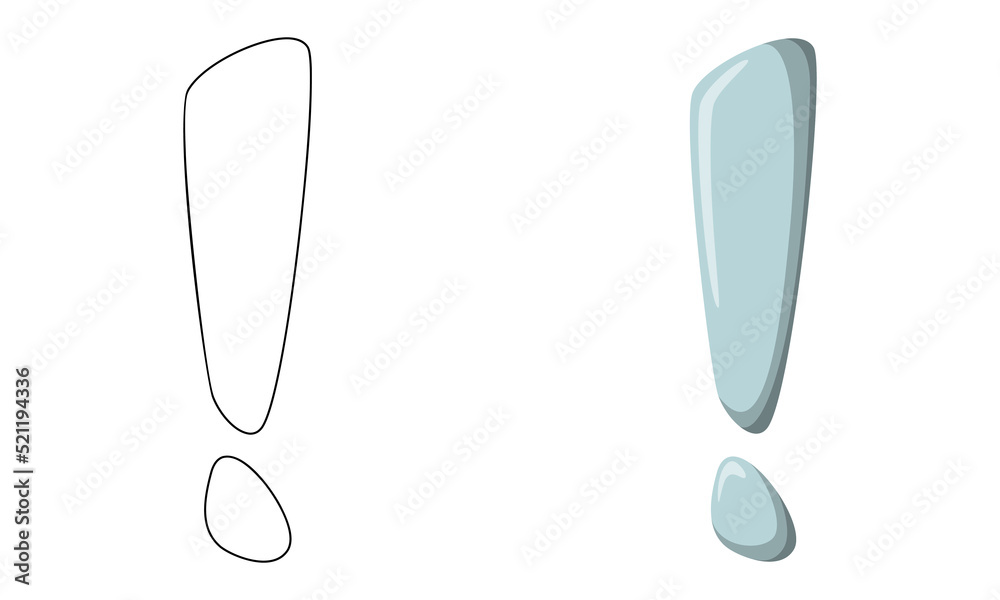 Set of vector illustrations Exclamation Mark isolated on white background in line art and casual style Set of vector illustrations Exclamation Mark isolated on white background in line art and casual style