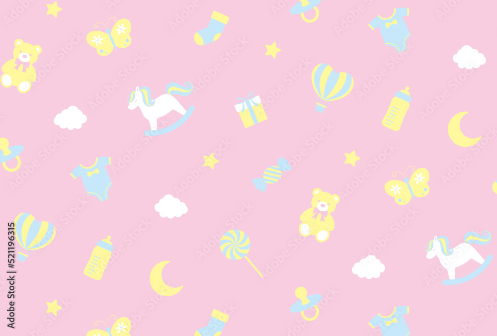 seamless pattern with a set of baby items for banners, cards, flyers, social media wallpapers, etc. seamless pattern with a set of baby items for banners, cards, flyers, social media wallpapers, etc.