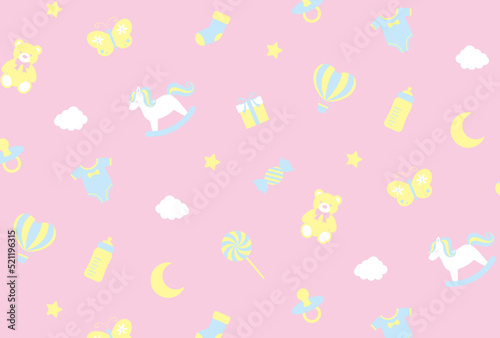 seamless pattern with a set of baby items for banners  cards  flyers  social media wallpapers  etc.
