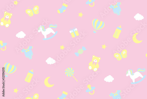 seamless pattern with a set of baby items for banners, cards, flyers, social media wallpapers, etc.