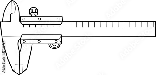 Hand drawn caliper icon. Elements for coloring. Doodle vector