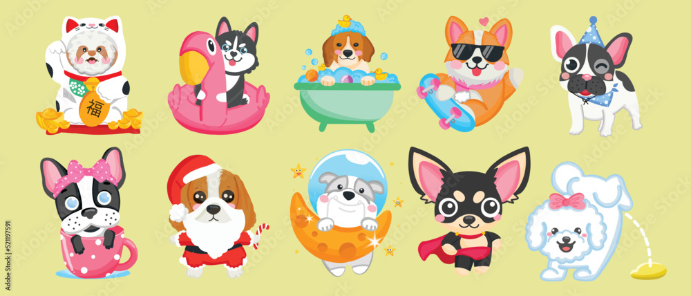 set of cute dog set of cute dog