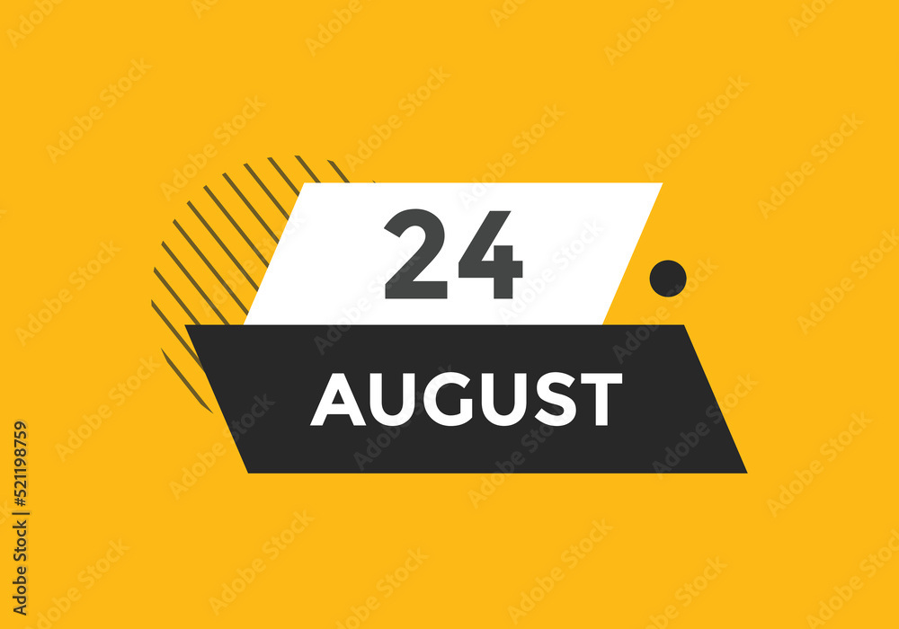 august 24 calendar reminder. 24th august daily calendar icon template. Vector illustration 
