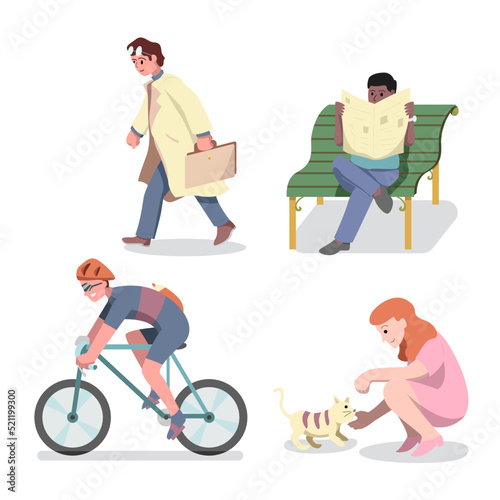 flat people doing things