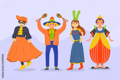 characters wearing italian carnival costumes