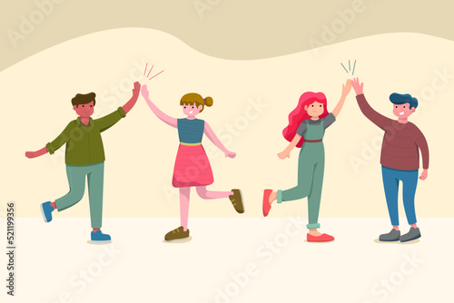 people giving high five illustration design