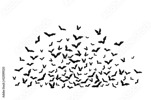 Halloween flying bats. Decoration element from scattered silhoue