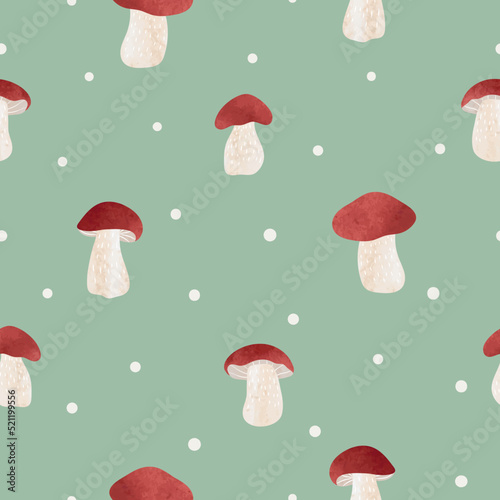 Seamless mushrooms pattern....