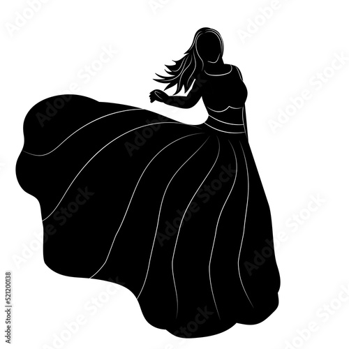 bride silhouette on white background isolated, vector