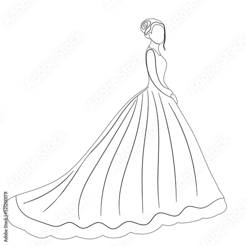 bride outline sketch on white background