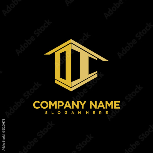 OI initial monogram logo for real estate with creative building  style design