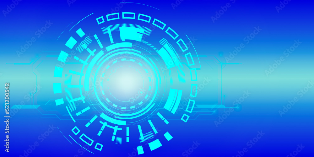 Abstract technology background. Hi-tech communication circle digital circuits  concept innovation on blue background and future design background illustration