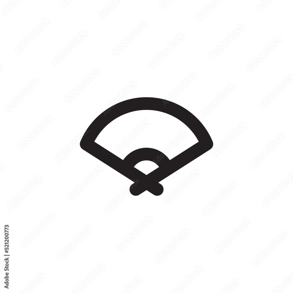 Simple Japanese traditional fan icon, Vector outline icon on white background. Simple Japanese traditional fan icon, Vector outline icon on white background.