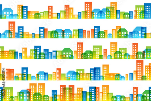 Cityscape colorful decorations.