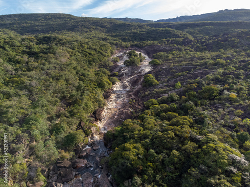 Beautiful river in waterfall with rocks in the middle of mountainous nature - Chapada Diamantina  Len    is  Bahia  Brazil