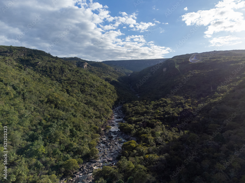 Beautiful mountains in the middle of the forest with rivers and waterfalls, Chapada Diamantina, Bahia, Brazil
